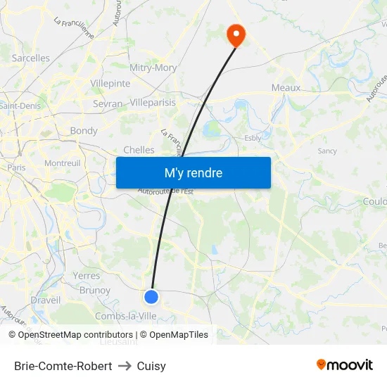 Brie-Comte-Robert to Cuisy map