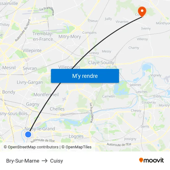 Bry-Sur-Marne to Cuisy map