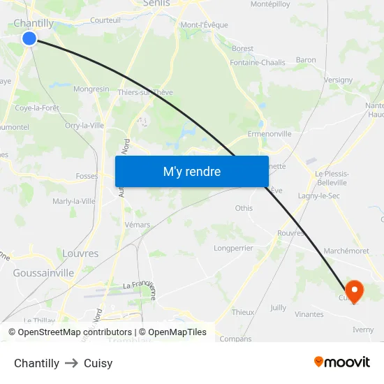 Chantilly to Cuisy map