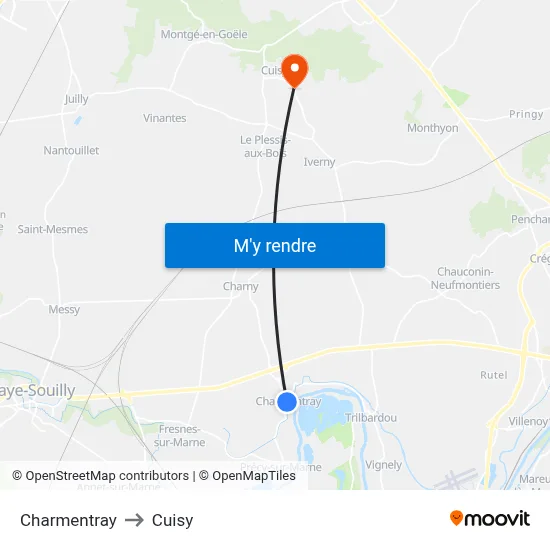 Charmentray to Cuisy map