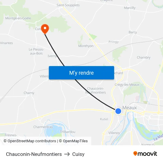 Chauconin-Neufmontiers to Cuisy map