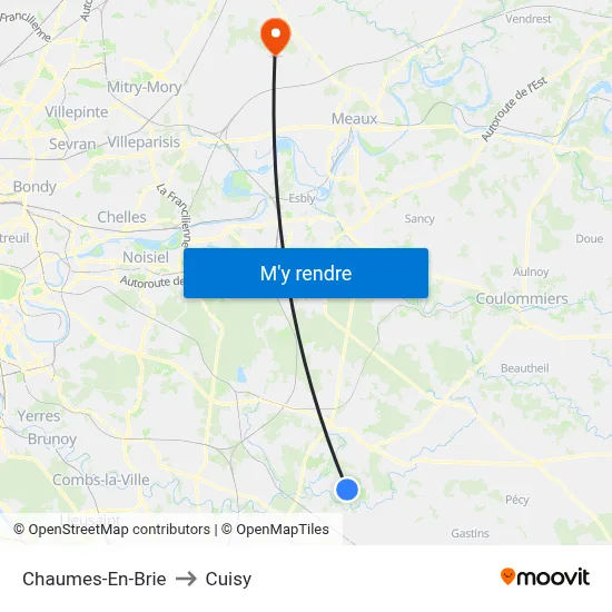 Chaumes-En-Brie to Cuisy map