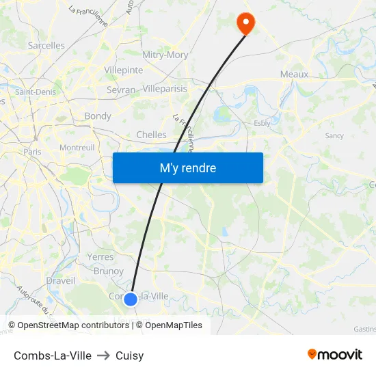 Combs-La-Ville to Cuisy map