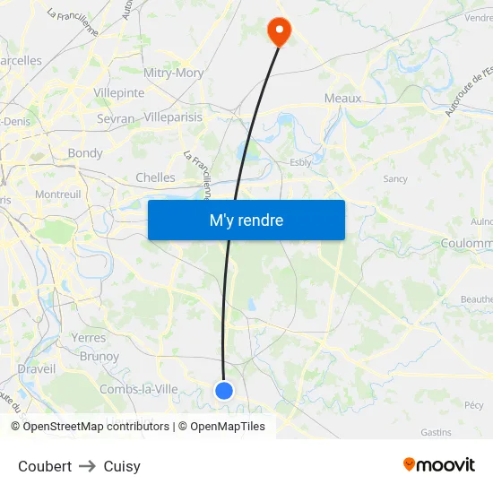 Coubert to Cuisy map