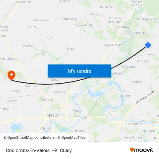 Coulombs-En-Valois to Cuisy map