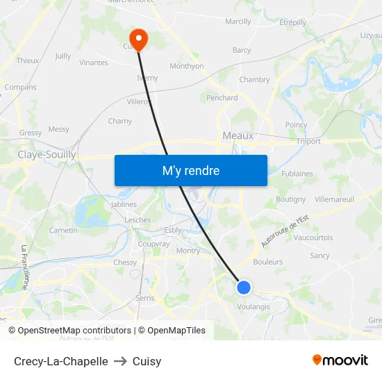 Crecy-La-Chapelle to Cuisy map