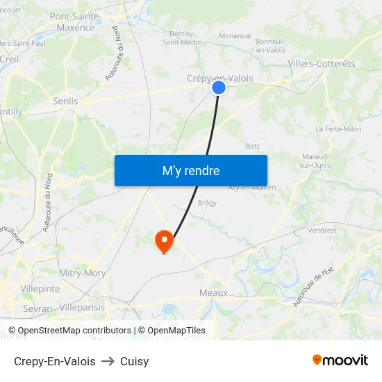 Crepy-En-Valois to Cuisy map