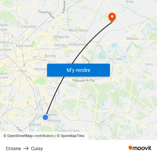 Crosne to Cuisy map