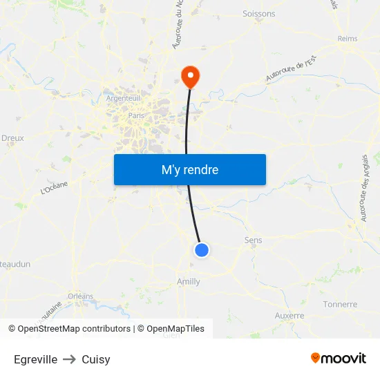 Egreville to Cuisy map