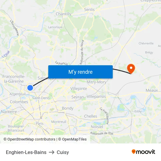Enghien-Les-Bains to Cuisy map