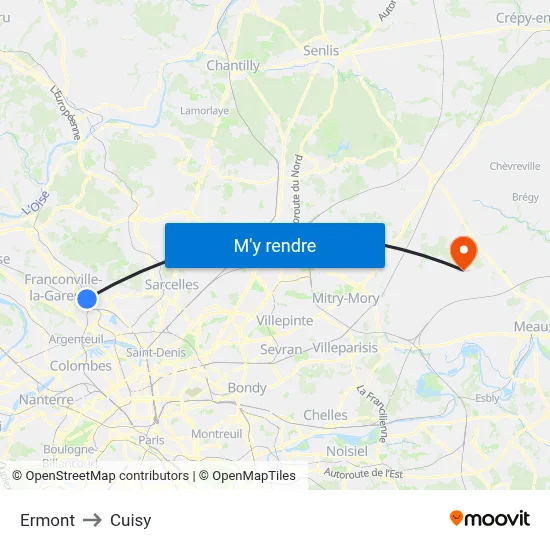 Ermont to Cuisy map