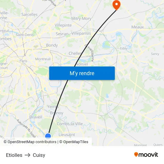 Etiolles to Cuisy map