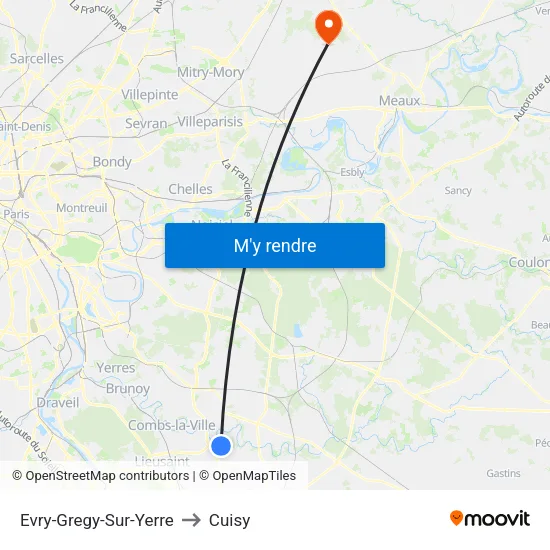 Evry-Gregy-Sur-Yerre to Cuisy map