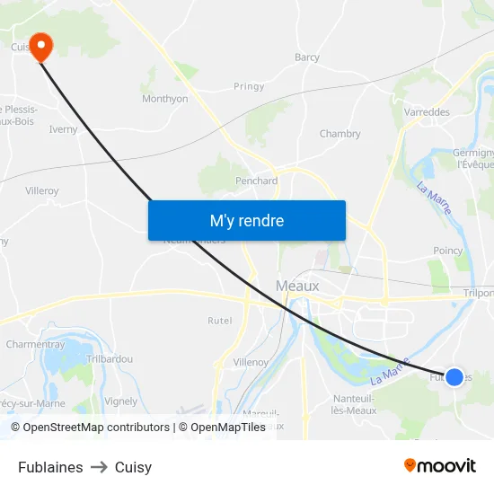 Fublaines to Cuisy map