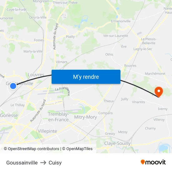 Goussainville to Cuisy map