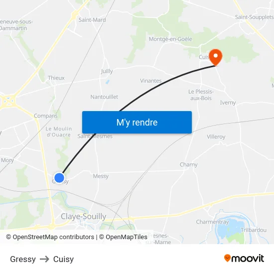 Gressy to Cuisy map