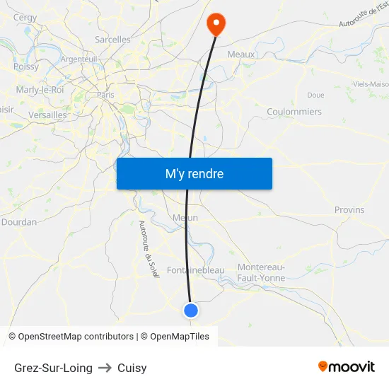 Grez-Sur-Loing to Cuisy map