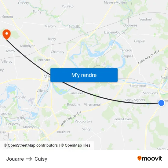Jouarre to Cuisy map