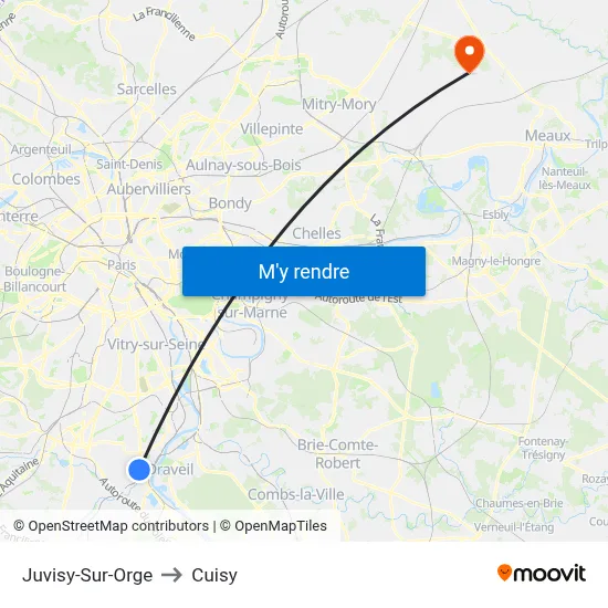 Juvisy-Sur-Orge to Cuisy map