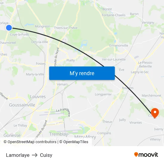Lamorlaye to Cuisy map