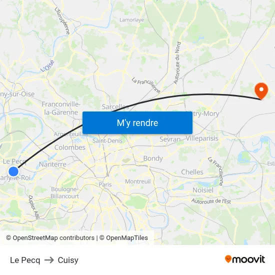 Le Pecq to Cuisy map