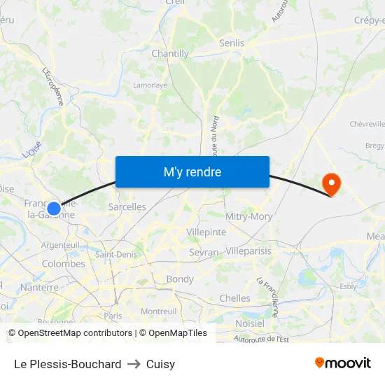 Le Plessis-Bouchard to Cuisy map