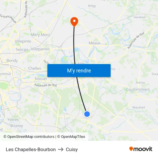 Les Chapelles-Bourbon to Cuisy map