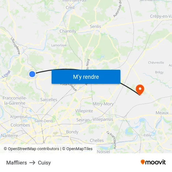 Maffliers to Cuisy map