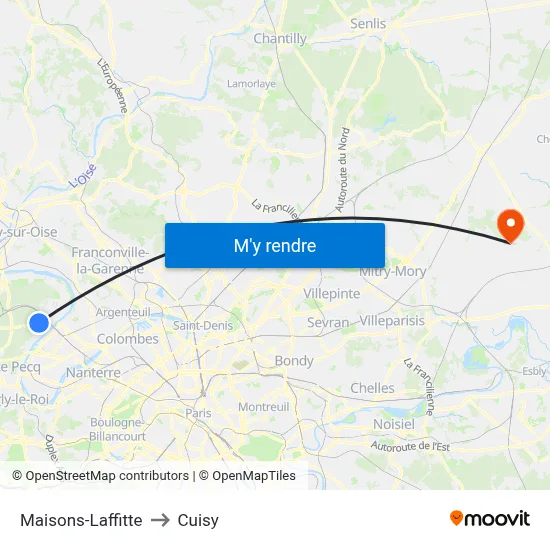 Maisons-Laffitte to Cuisy map