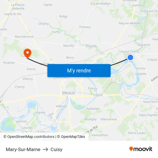 Mary-Sur-Marne to Cuisy map