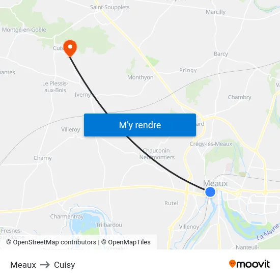Meaux to Cuisy map