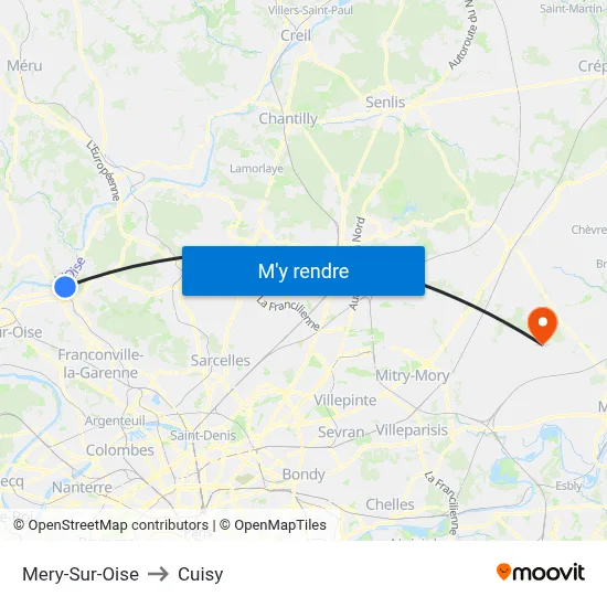 Mery-Sur-Oise to Cuisy map