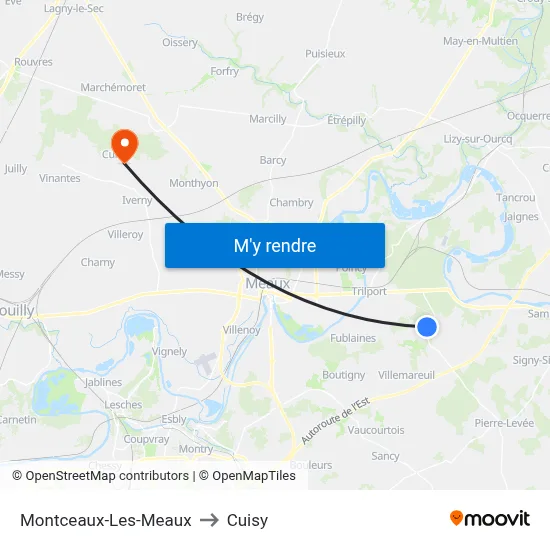 Montceaux-Les-Meaux to Cuisy map