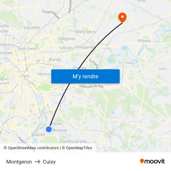 Montgeron to Cuisy map