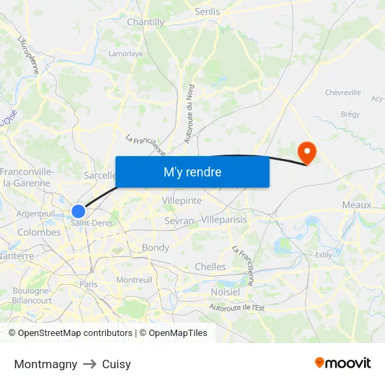Montmagny to Cuisy map