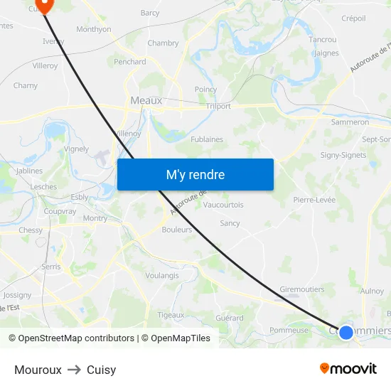 Mouroux to Cuisy map