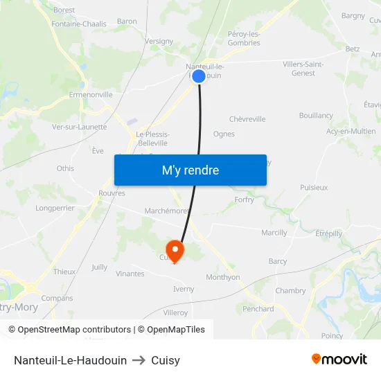 Nanteuil-Le-Haudouin to Cuisy map