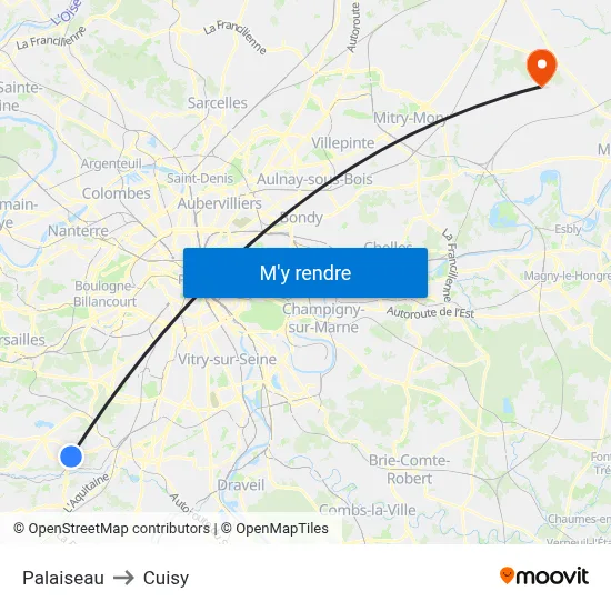 Palaiseau to Cuisy map