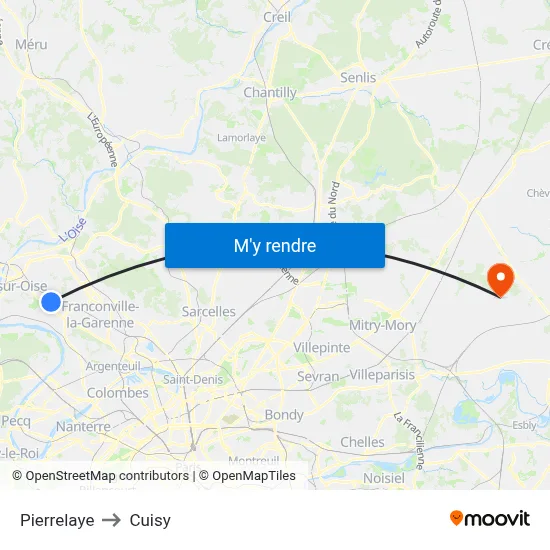 Pierrelaye to Cuisy map