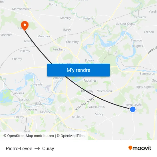 Pierre-Levee to Cuisy map