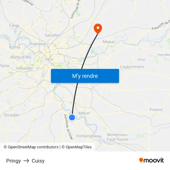 Pringy to Cuisy map