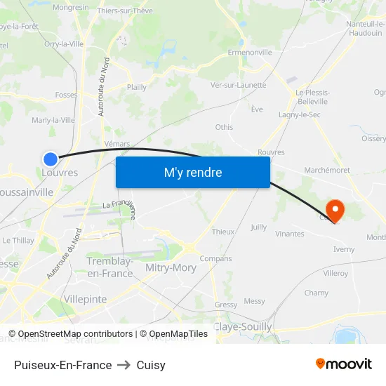 Puiseux-En-France to Cuisy map