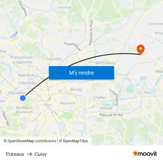 Puteaux to Cuisy map