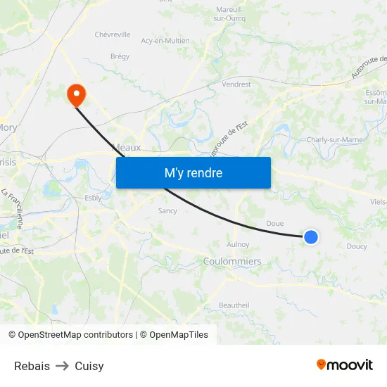 Rebais to Cuisy map