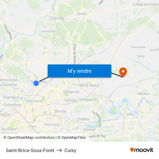 Saint-Brice-Sous-Foret to Cuisy map