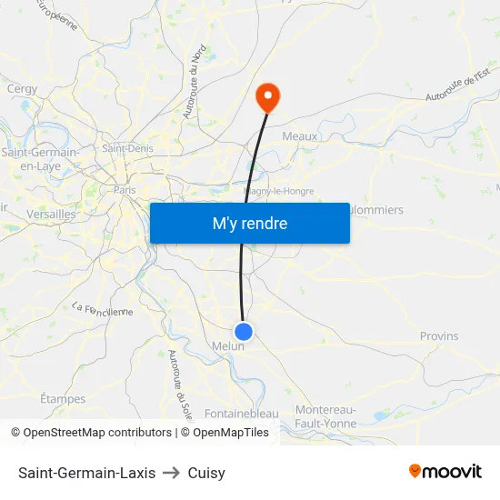 Saint-Germain-Laxis to Cuisy map