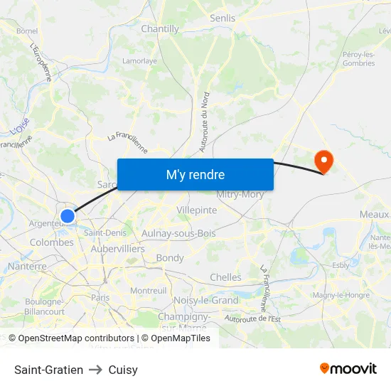 Saint-Gratien to Cuisy map