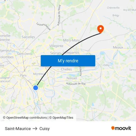 Saint-Maurice to Cuisy map