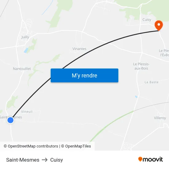 Saint-Mesmes to Cuisy map