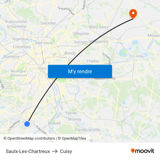 Saulx-Les-Chartreux to Cuisy map